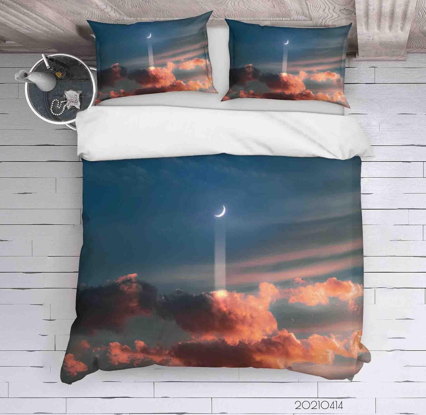 3D Blue Sky Sky Cloud Moon Quilt Cover Set Bedding Set Duvet Cover Pillowcases 25