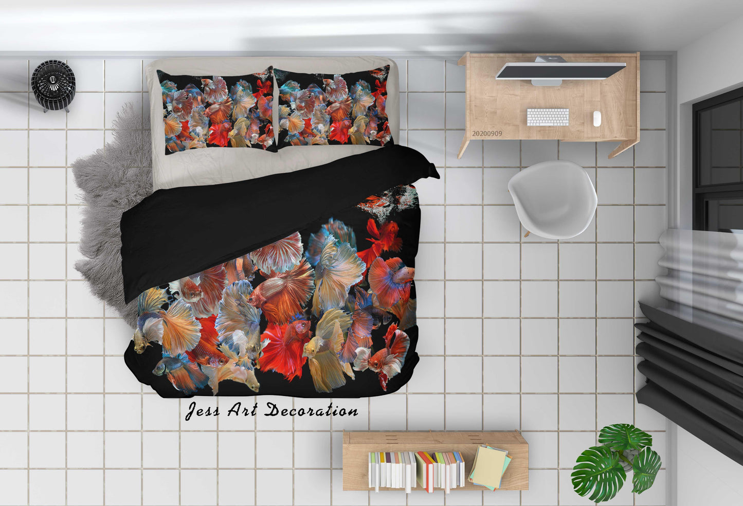 3D Action Beautiful Bettas Fishes Quilt Cover Set Bedding Set Duvet Cover Pillowcases WJ 1898