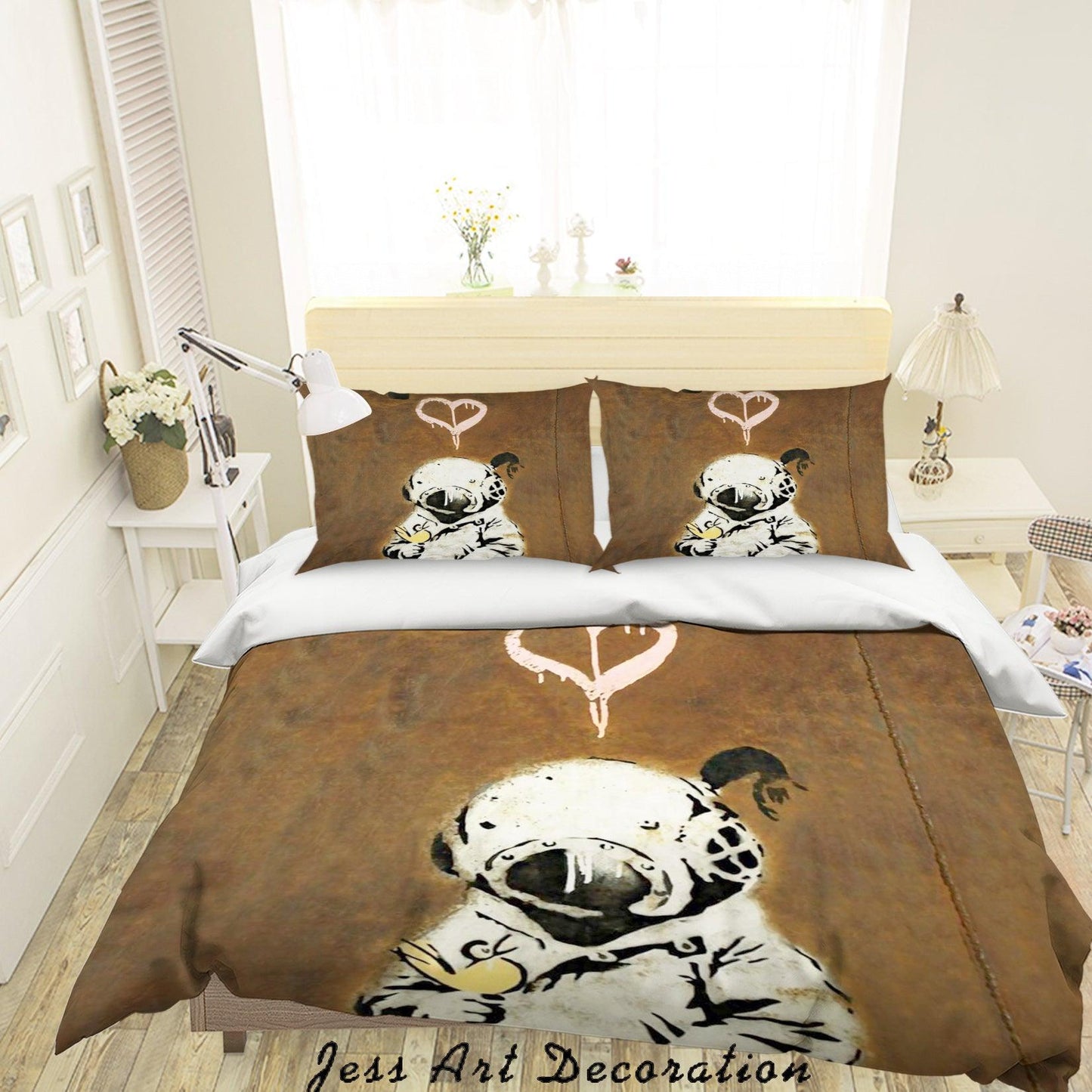 3D Banksy Space Girl Bird Retro Quilt Cover Set Bedding Set Duvet Cover Pillowcases  ZY D54