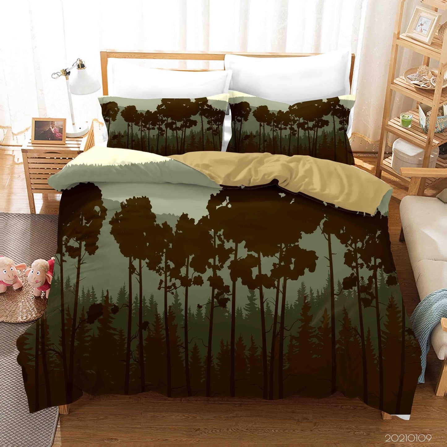 3D Cartoon Green Forest Quilt Cover Set Bedding Set Duvet Cover Pillowcases 39 LQH