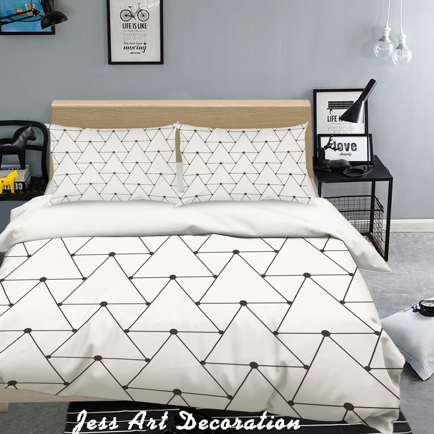 3D Black White Triangle Quilt Cover Set Bedding Set Pillowcases  226