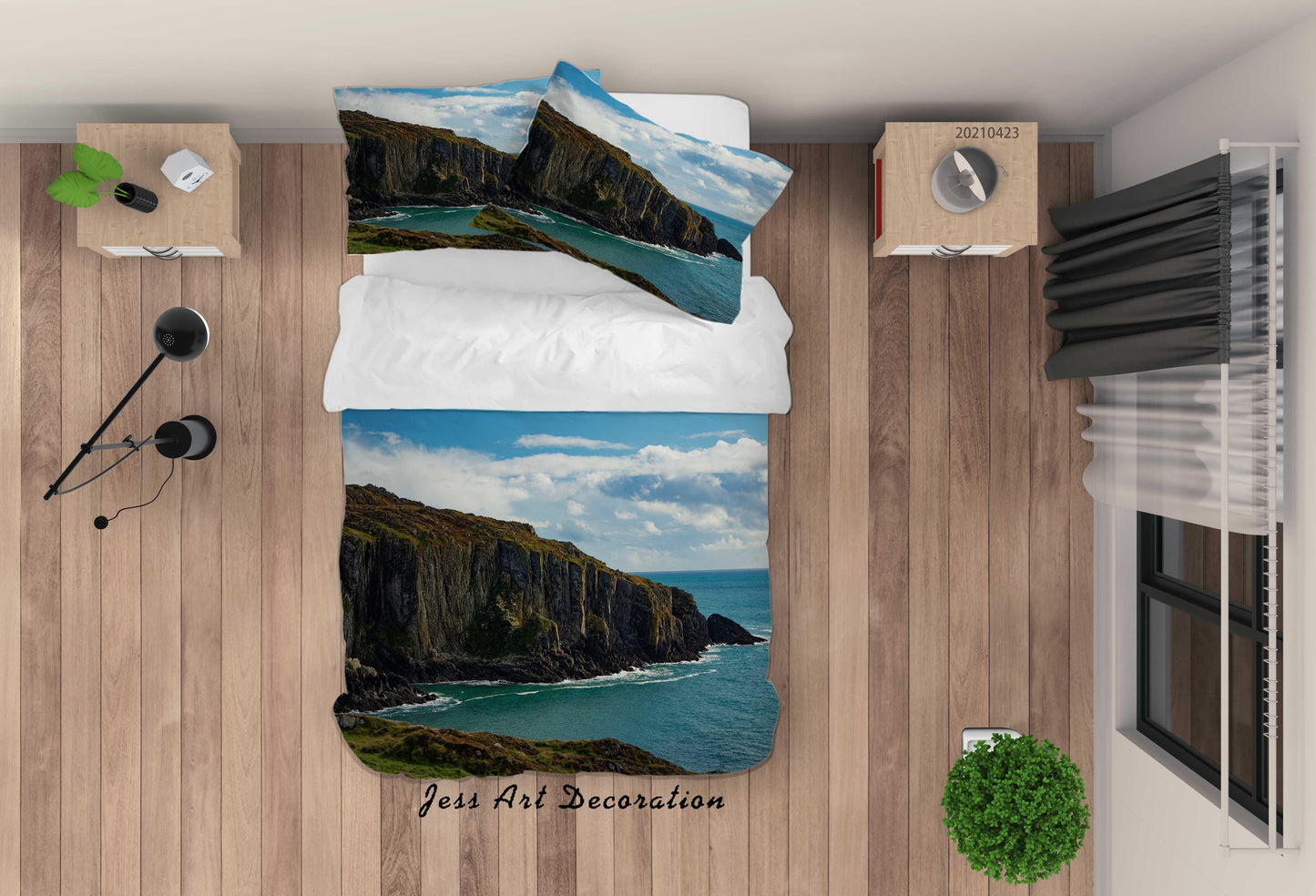 3D Blue Sky Sea Mountains Quilt Cover Set Bedding Set Duvet Cover Pillowcases 128