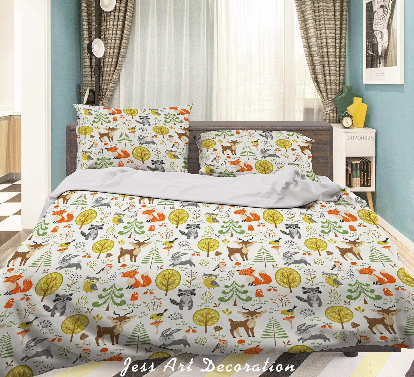 3D Cartoon Animal Fox Tree Pattern Quilt Cover Set Bedding Set Duvet Cover Pillowcases WJ 6445