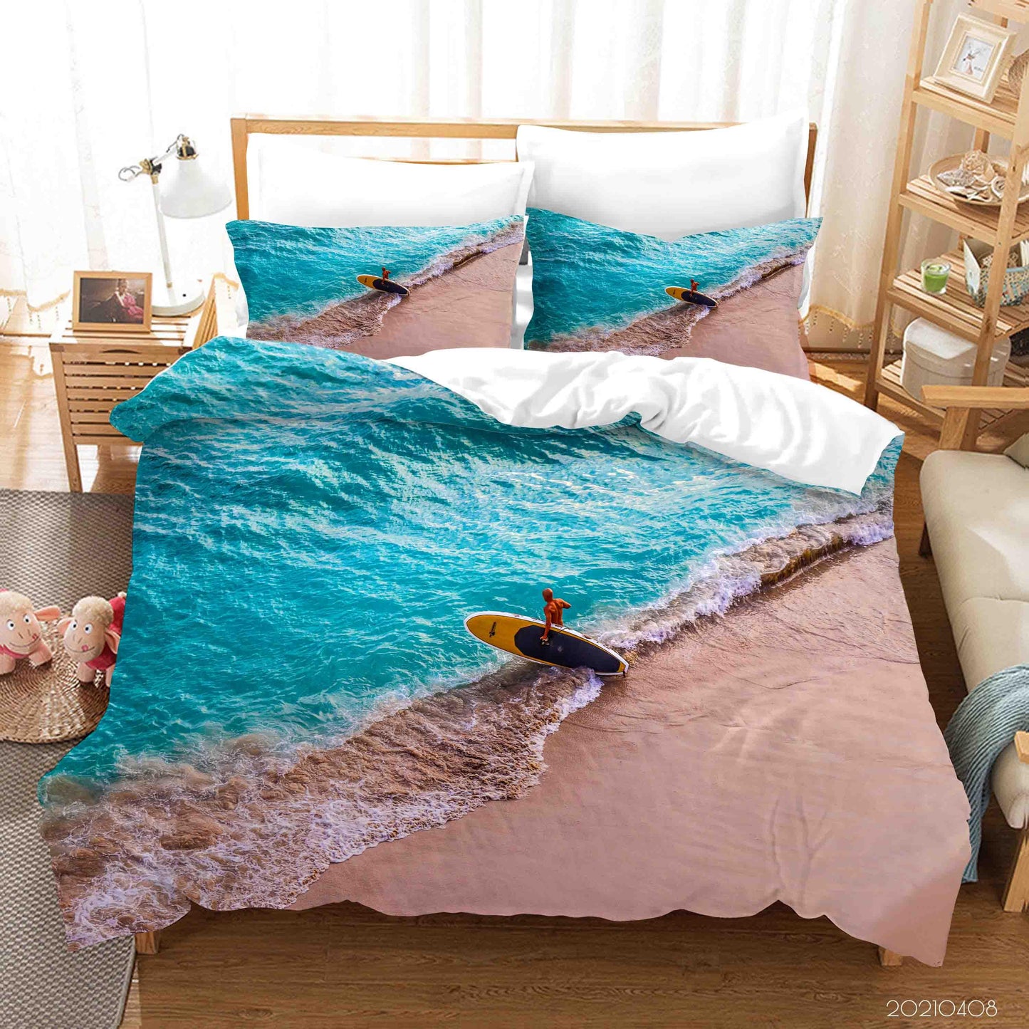 3D Beach Surfing Landscape Quilt Cover Set Bedding Set Duvet Cover Pillowcases 72