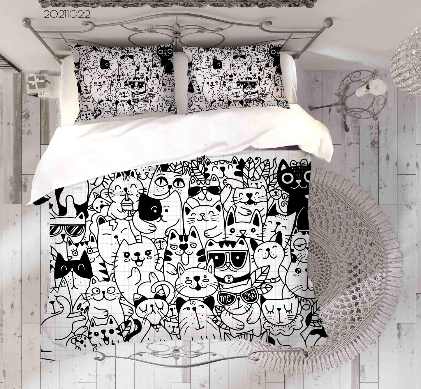 3D Abstract Grey Cat Graffiti Quilt Cover Set Bedding Set Duvet Cover Pillowcases 38