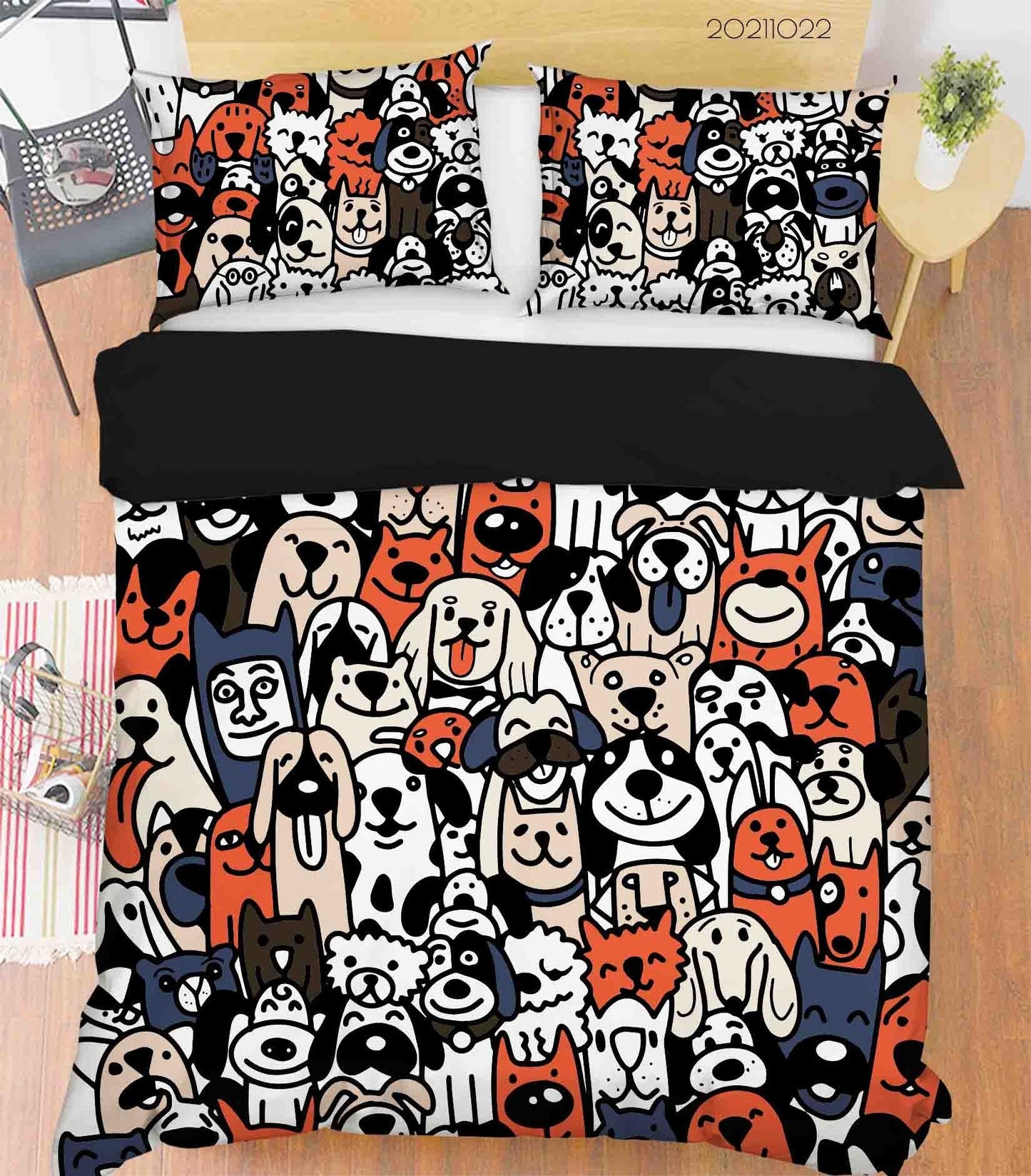 3D Cartoon Animal Dog Doodle Quilt Cover Set Bedding Set Duvet Cover Pillowcases 56