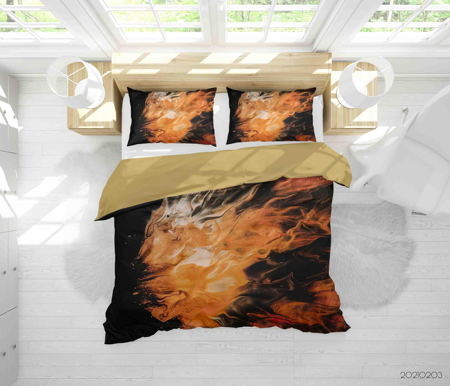 3D Abstract Orange Marble Texture Quilt Cover Set Bedding Set Duvet Cover Pillowcases 87