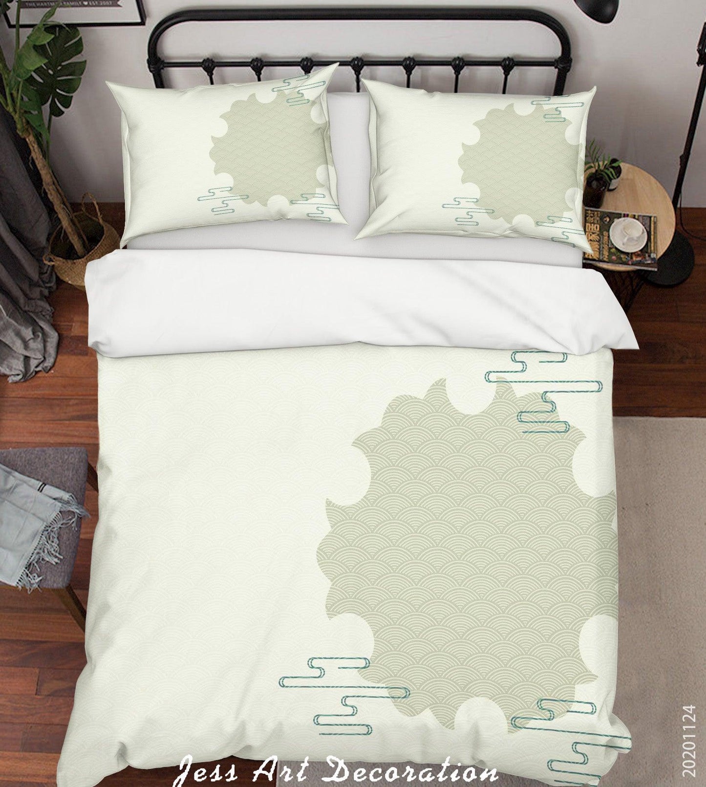 3D Abstract Light Green Quilt Cover Set Bedding Set Duvet Cover Pillowcases LXL
