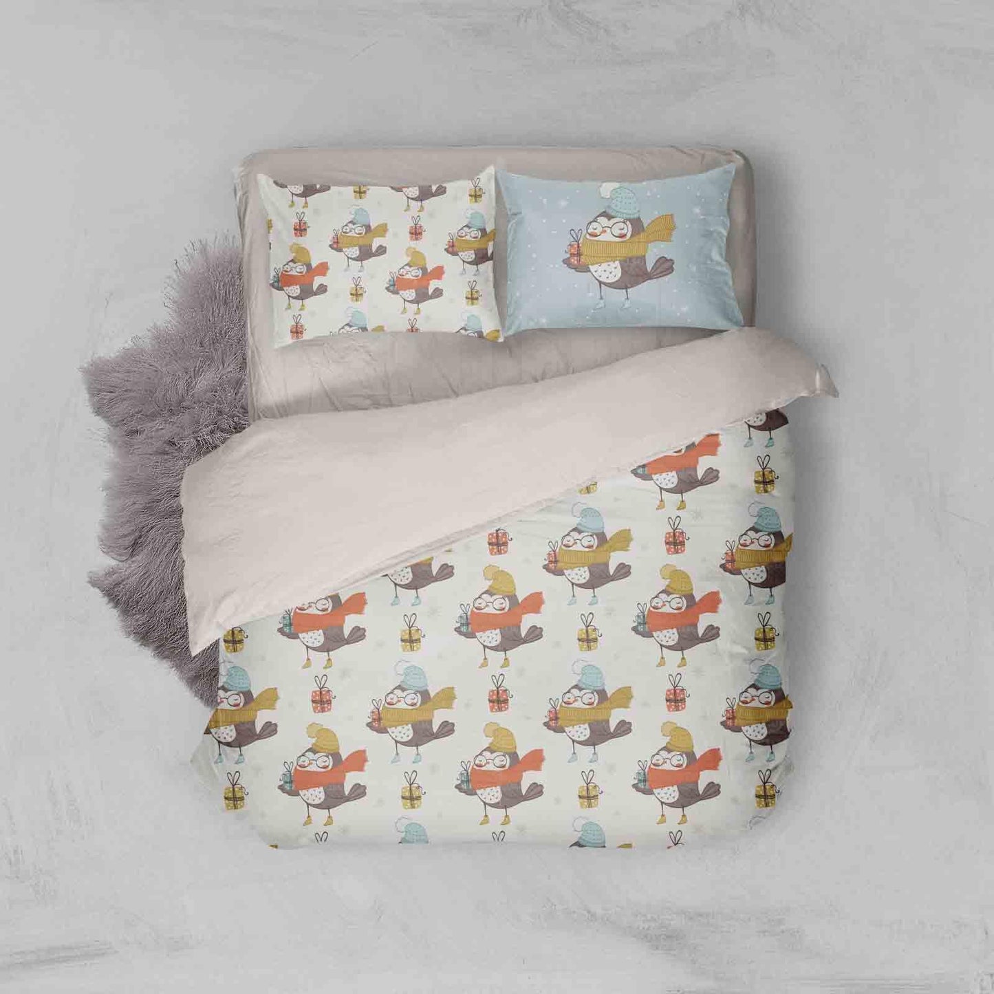 3D Bird Winter Gift Quilt Cover Set Bedding Set Pillowcases 80