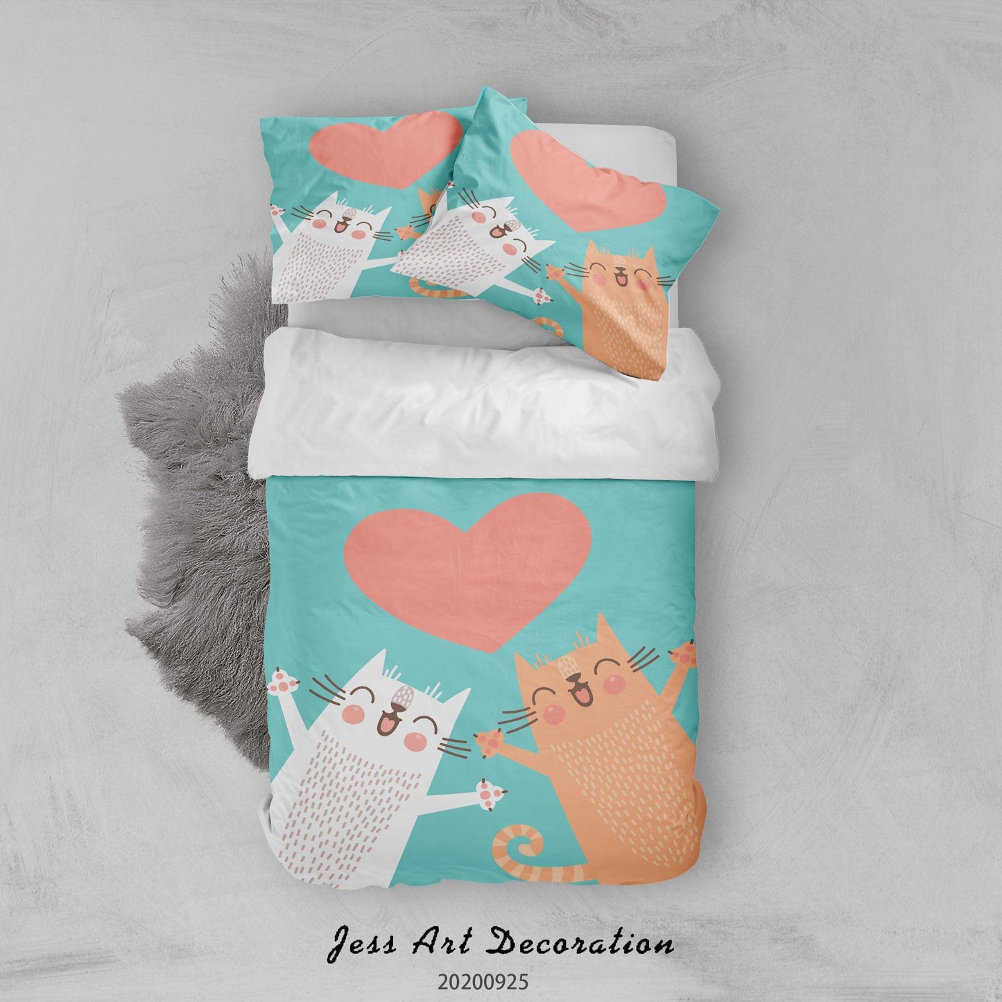 3D Cartoon Animal Cat Pattern Quilt Cover Set Bedding Set Duvet Cover Pillowcases WJ 6469