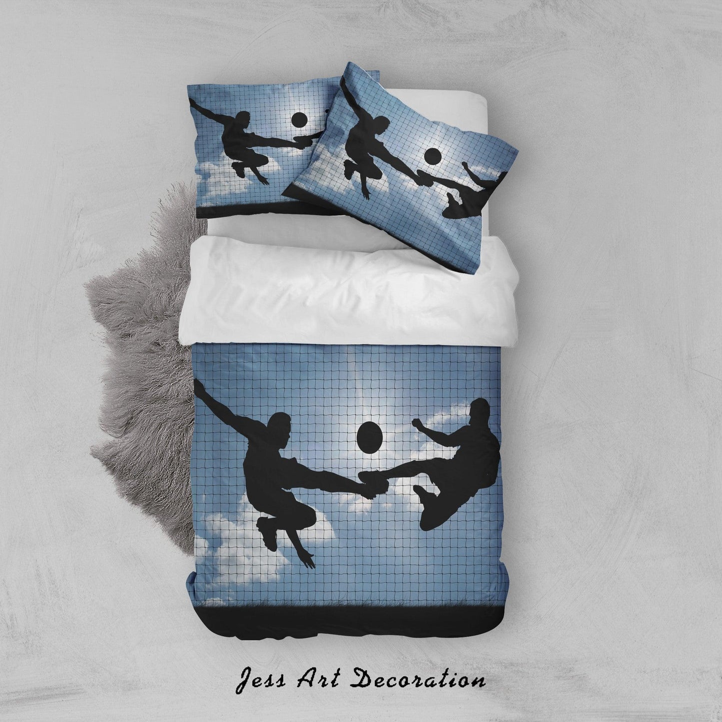 3D Blue Sky Football Match Quilt Cover Set Bedding Set Duvet Cover Pillowcases A042 LQH