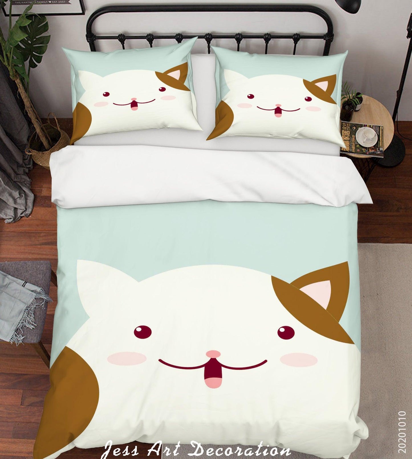 3D Cartoon Cute Animal Cat Quilt Cover Set Bedding Set Duvet Cover Pillowcases WJ 9536