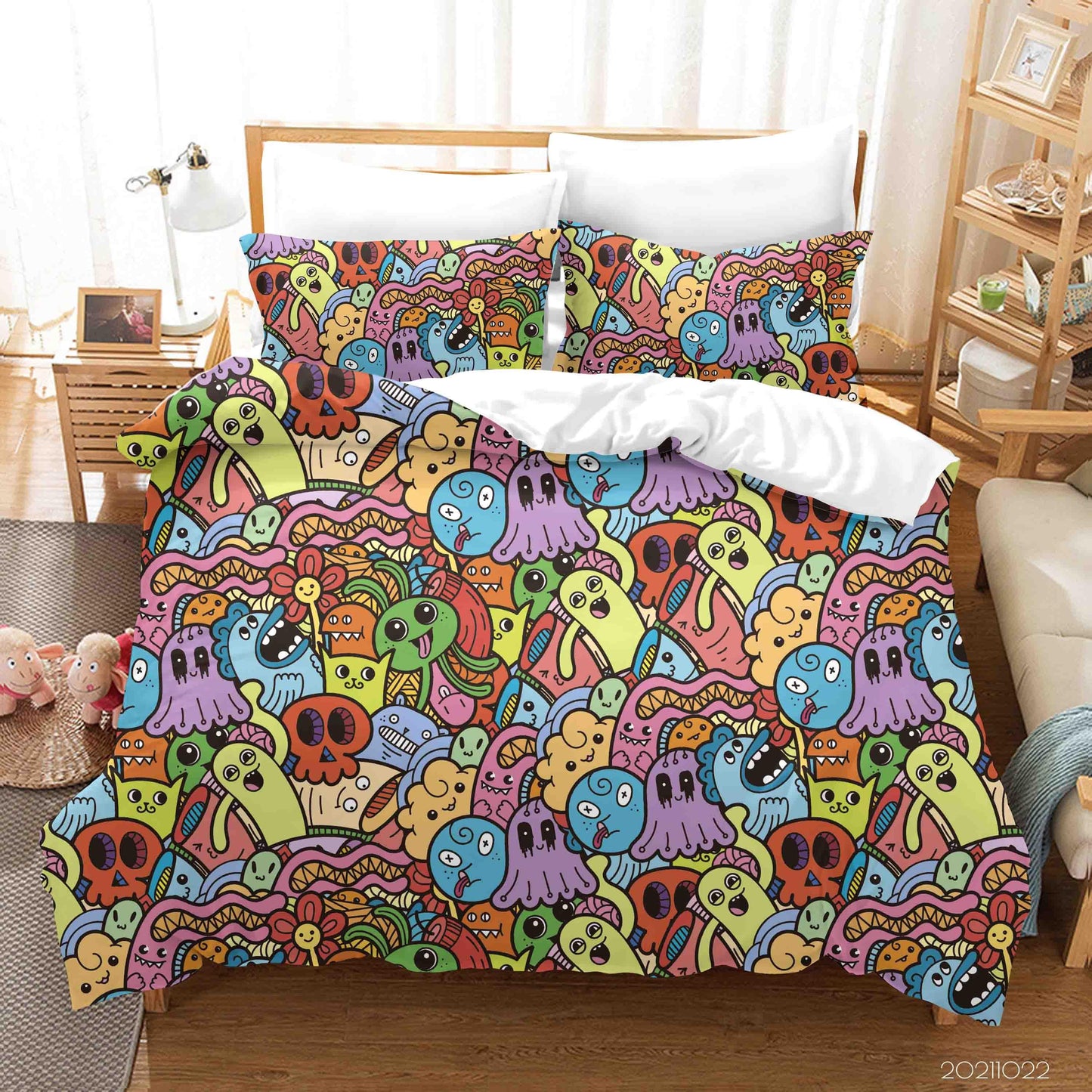 3D Abstract Monster Graffiti Quilt Cover Set Bedding Set Duvet Cover Pillowcases 29