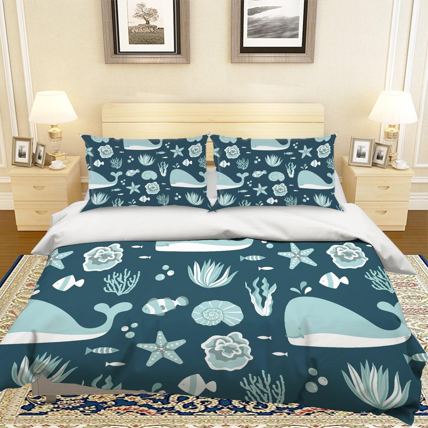 3D Cartoon Dolphin Starfish Quilt Cover Set Bedding Set Pillowcases 106
