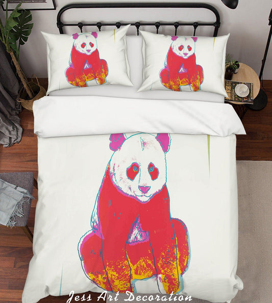 3D Andy Warhol Sketch Panda Red White Quilt Cover Set Bedding Set Duvet Cover Pillowcases  ZY D5