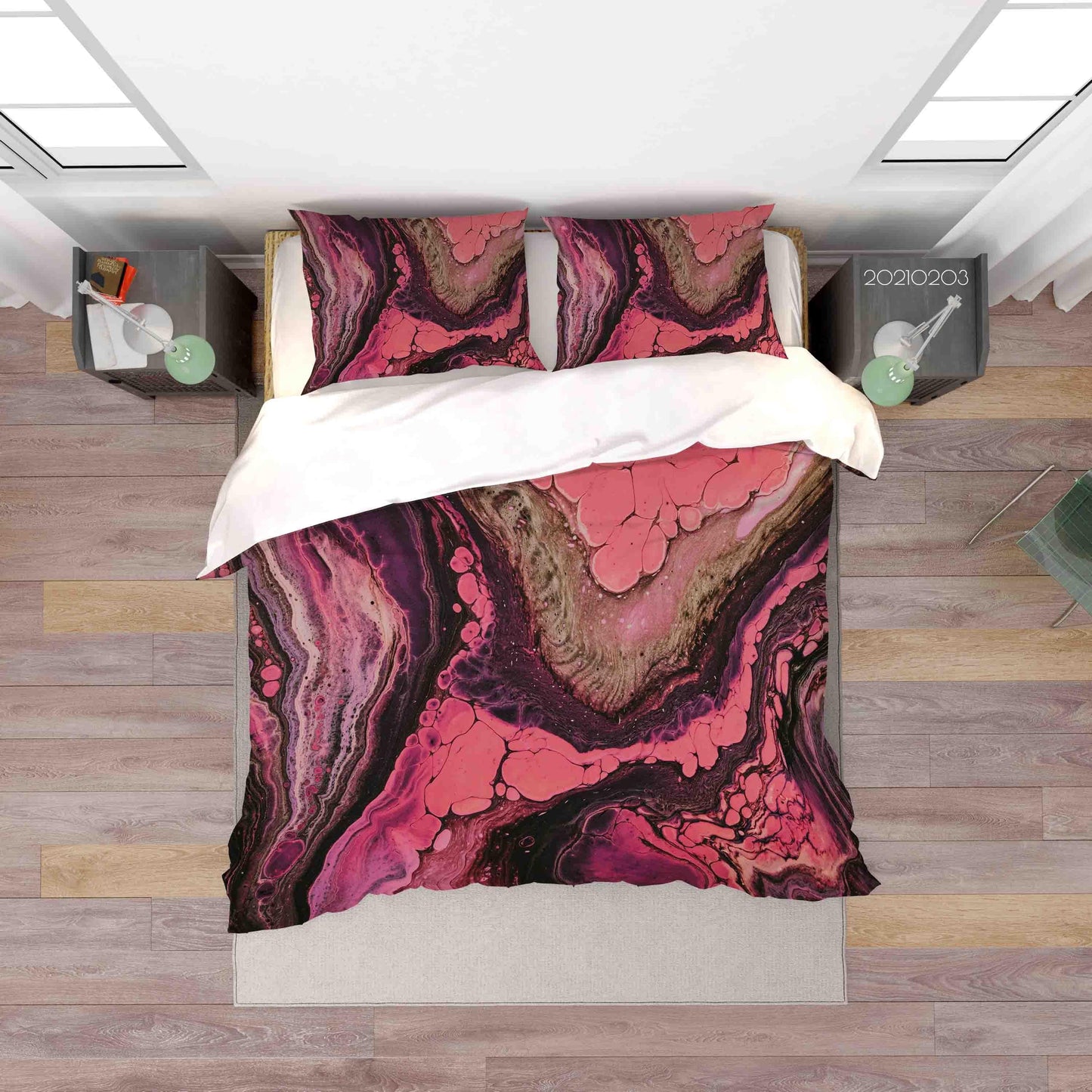3D Abstract Pink Marble Texture Quilt Cover Set Bedding Set Duvet Cover Pillowcases 64