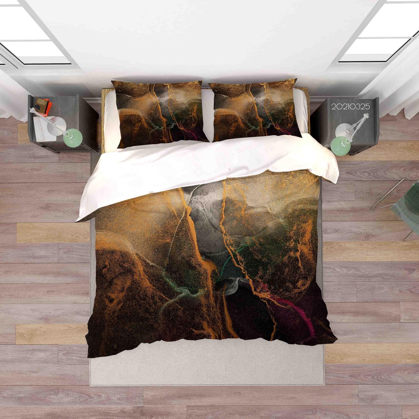 3D Abstract Golden Marble Quilt Cover Set Bedding Set Duvet Cover Pillowcases 207