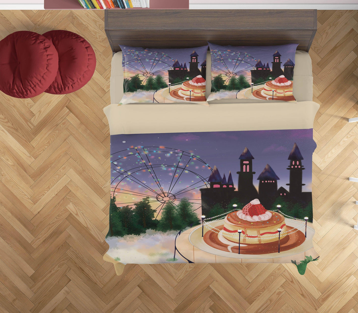 3D Cartoon Ferris Wheel Cake Castle Quilt Cover Set Bedding Set Duvet Cover Pillowcases A562 LQH