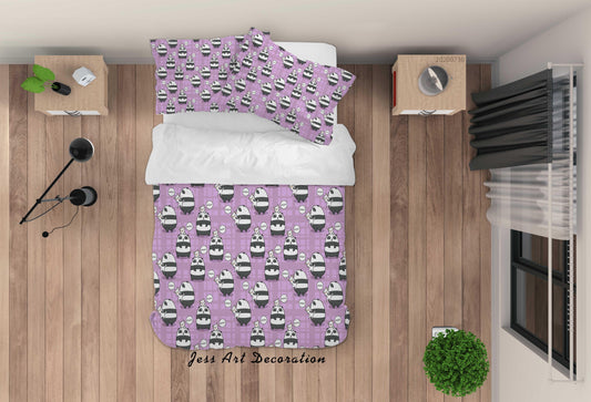 3D Cartoon Purple Panda Quilt Cover Set Bedding Set Duvet Cover Pillowcases LXL 51