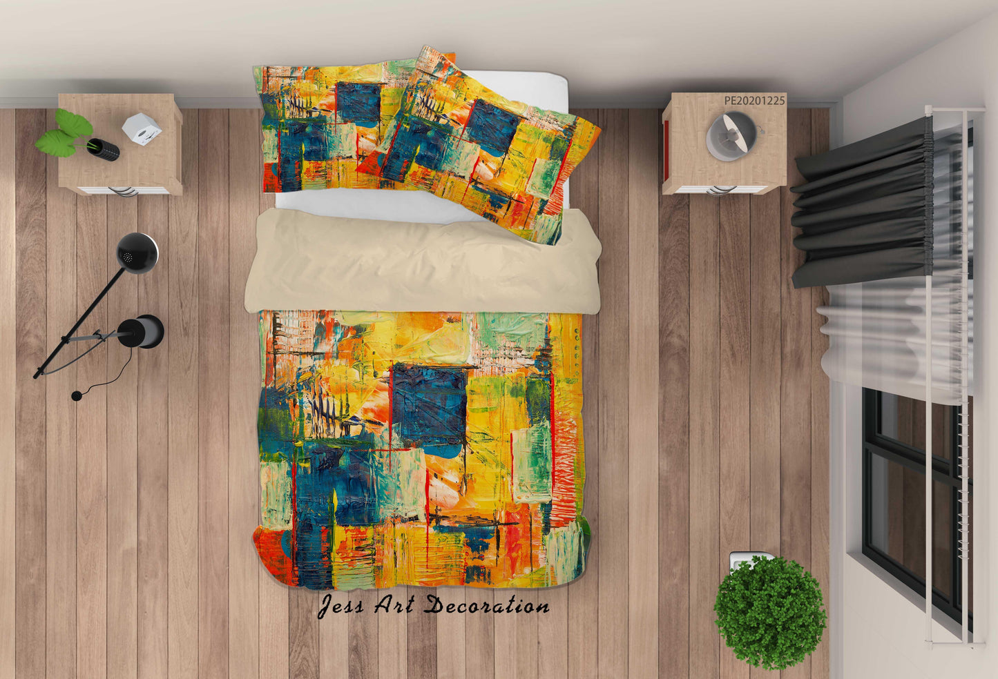 3D Abstract Orange Graffiti Quilt Cover Set Bedding Set Duvet Cover Pillowcases 47