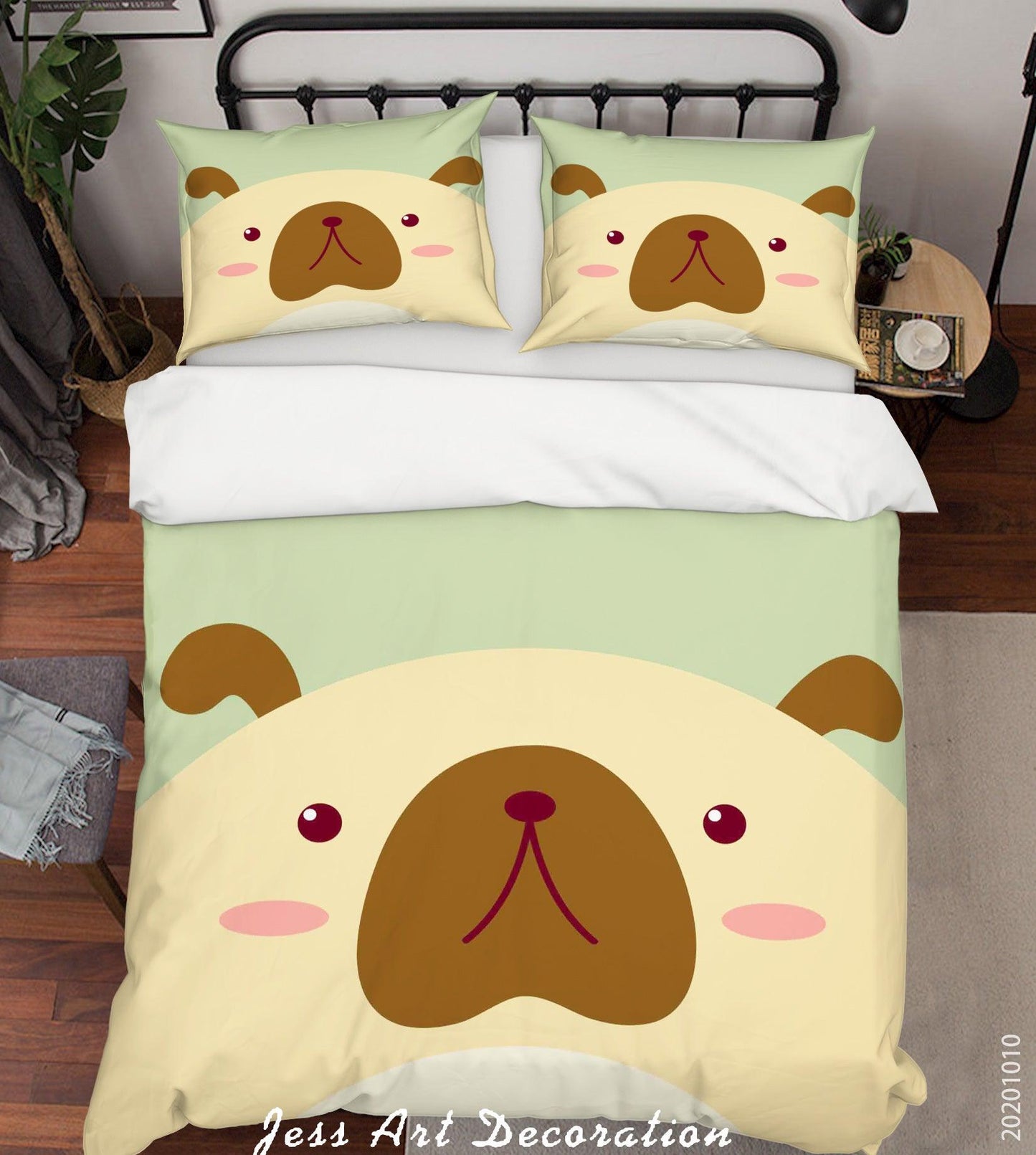3D Cartoon Cute Animal Dog Quilt Cover Set Bedding Set Duvet Cover Pillowcases WJ 9547