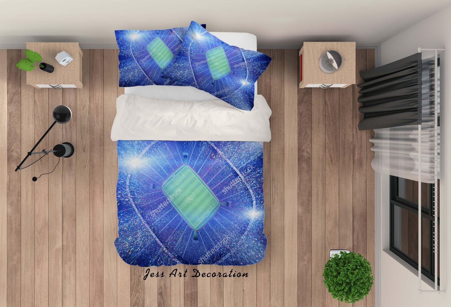 3D Blue Stadium Quilt Cover Set Bedding Set Pillowcases 78