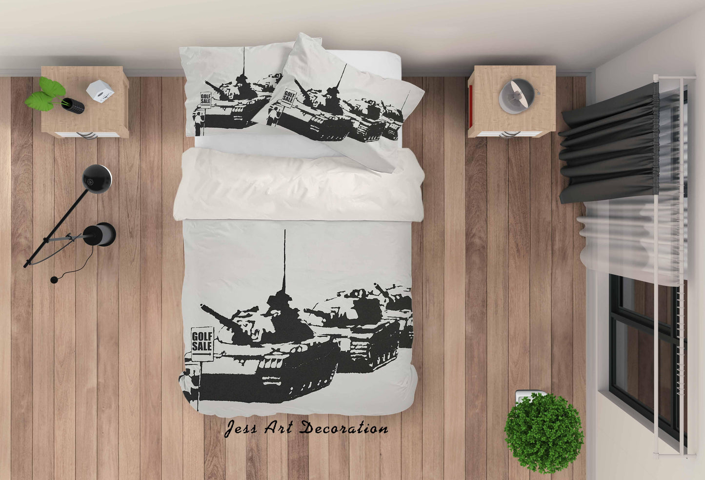 3D Black White Banksy Golf Sale Tank Quilt Cover Set Bedding Set Duvet Cover Pillowcases  ZY D27
