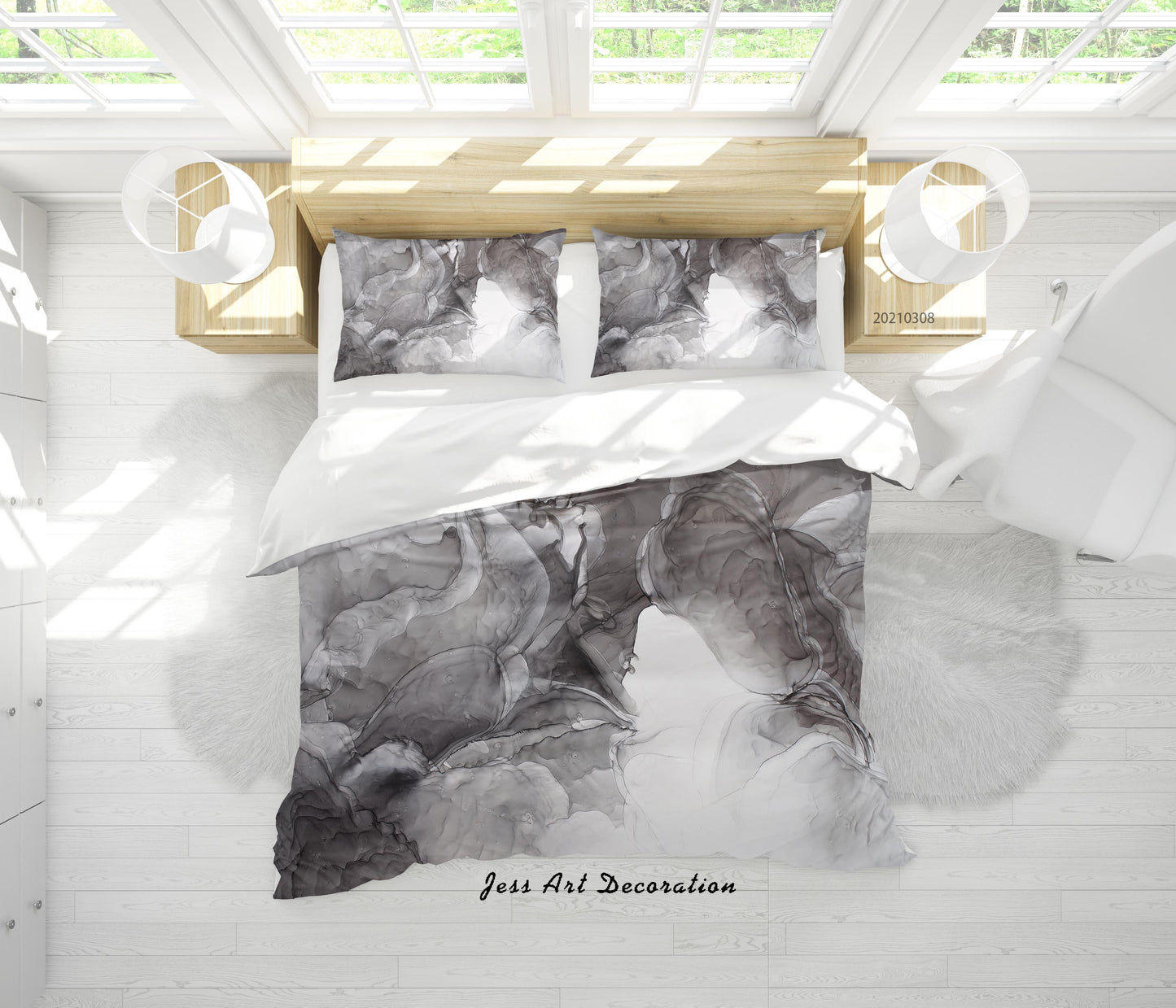 3D Abstract Grey Marble Quilt Cover Set Bedding Set Duvet Cover Pillowcases 310