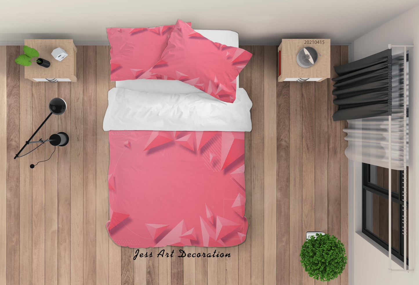3D Abstract Pink Geometry Quilt Cover Set Bedding Set Duvet Cover Pillowcases 141