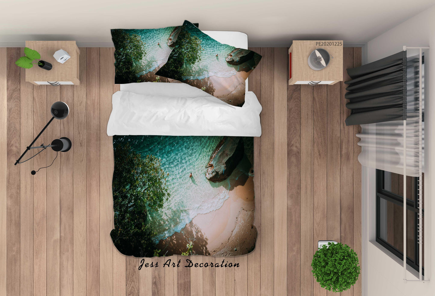 3D Beach Boat Nature Landscape Quilt Cover Set Bedding Set Duvet Cover Pillowcases 40