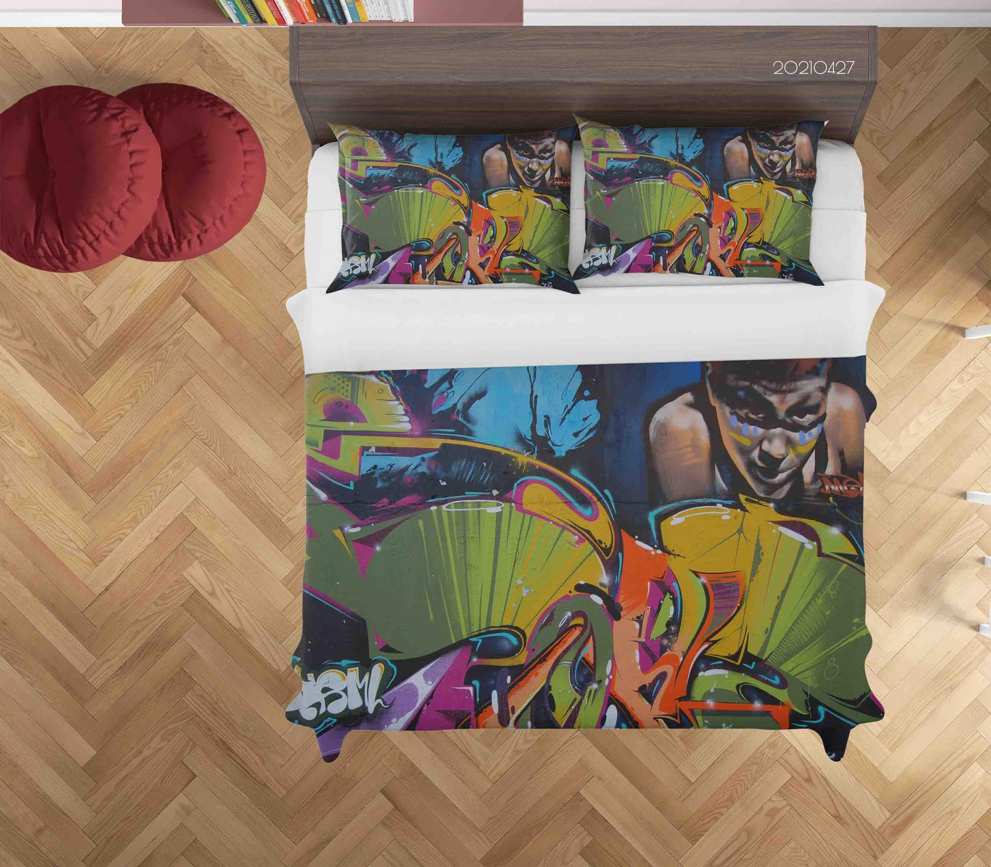 3D Abstract Colored Art Graffiti Quilt Cover Set Bedding Set Duvet Cover Pillowcases 144