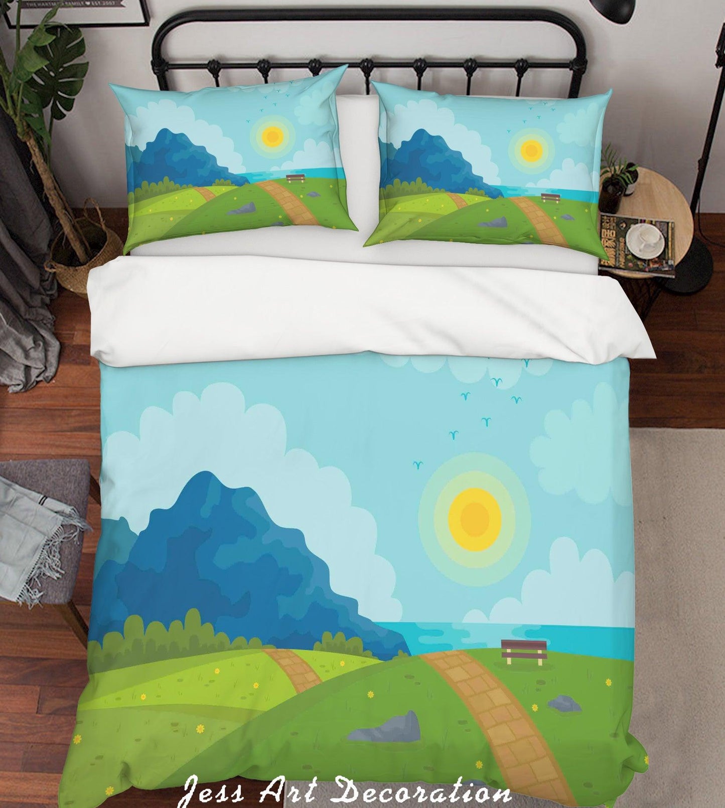 3D Cartoon Green Plants Quilt Cover Set Bedding Set Pillowcases 98