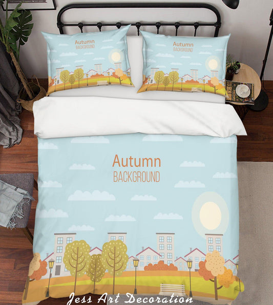 3D Cartoon Green Plants Sky Quilt Cover Set Bedding Set Pillowcases 26