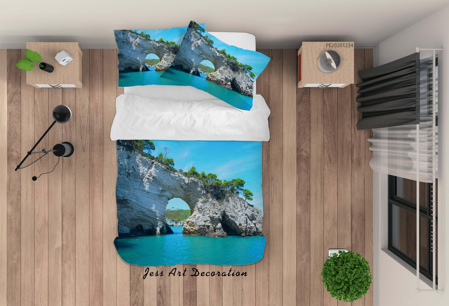 3D Blue Sky Sea Rock Landscape Quilt Cover Set Bedding Set Duvet Cover Pillowcases 136 LQH