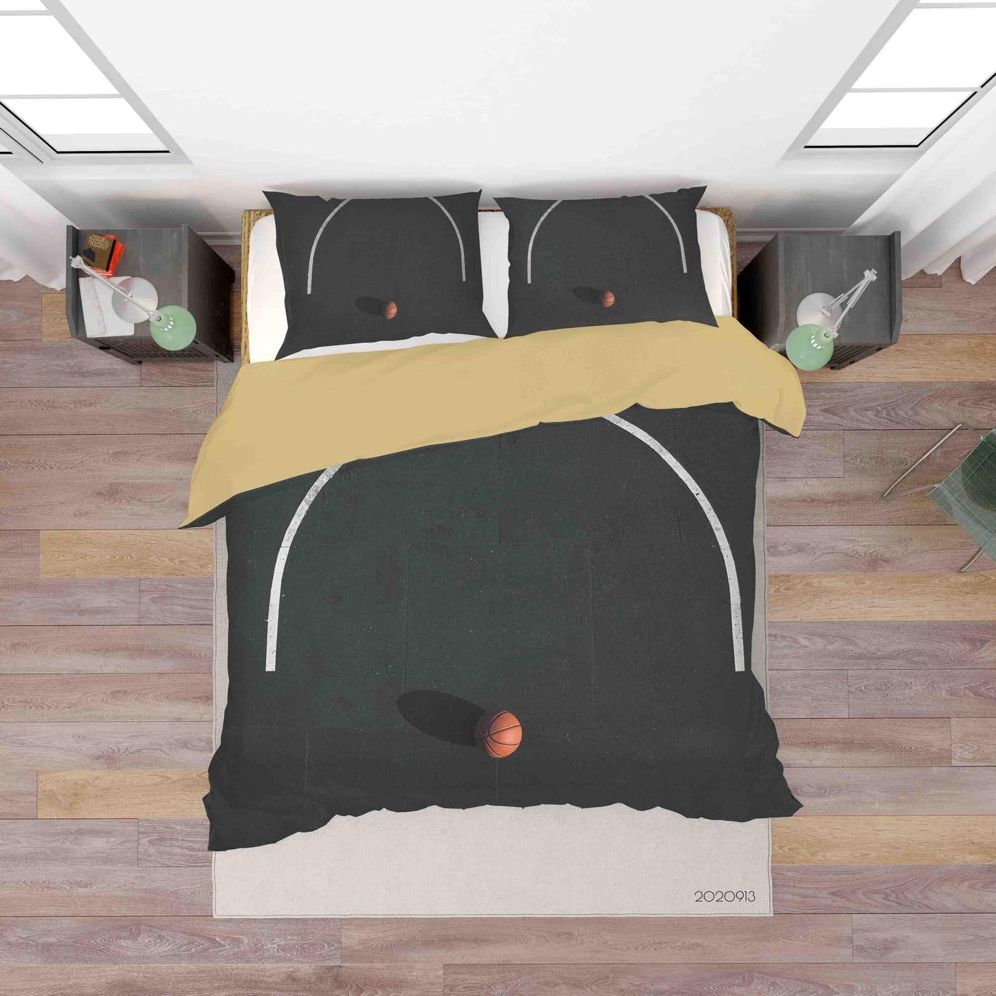 3D Aerial View Basketball Court Quilt Cover Set Bedding Set Duvet Cover Pillowcases WJ 1804