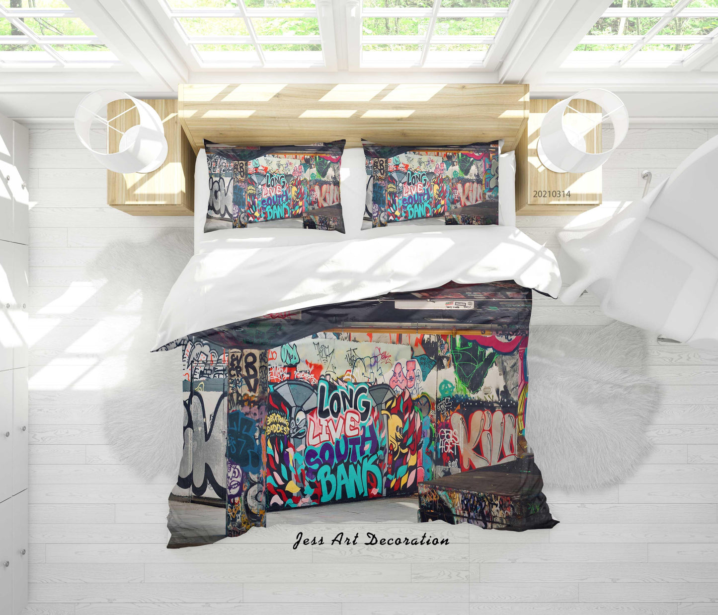 3D Abstract Street Graffiti Quilt Cover Set Bedding Set Duvet Cover Pillowcases 144