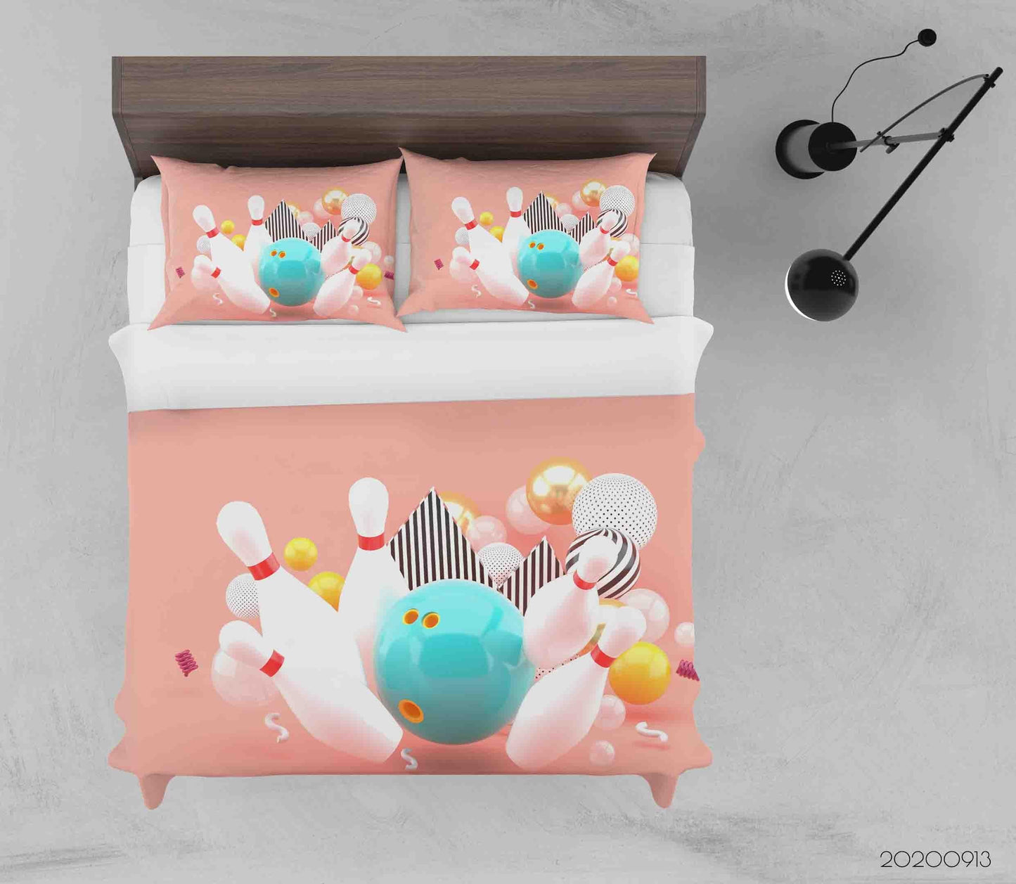3D Blue Bowling Colorful Balls Quilt Cover Set Bedding Set Duvet Cover Pillowcases WJ 1813
