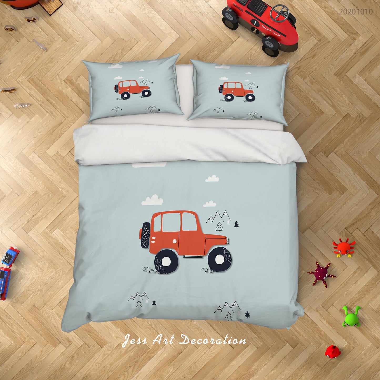 3D Cartoon Cute Animal Jeep Mountain Quilt Cover Set Bedding Set Duvet Cover Pillowcases WJ 9558
