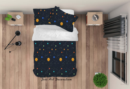 3D Black Night Sky Constellation Planet Quilt Cover Set Bedding Set Duvet Cover Pillowcases 100