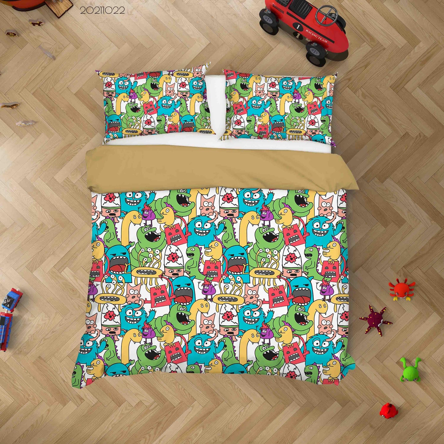 3D Abstract Color Monster Graffiti Quilt Cover Set Bedding Set Duvet Cover Pillowcases 22