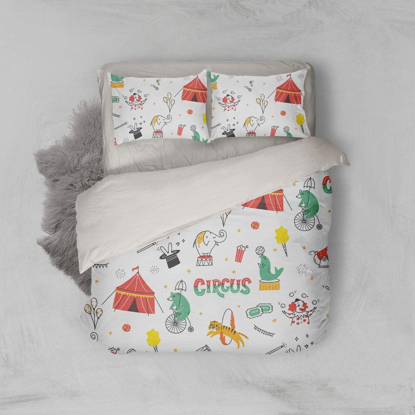 3D Cartoon Colorful Circus Elephant Quilt Cover Set Bedding Set Duvet Cover Pillowcases LXL