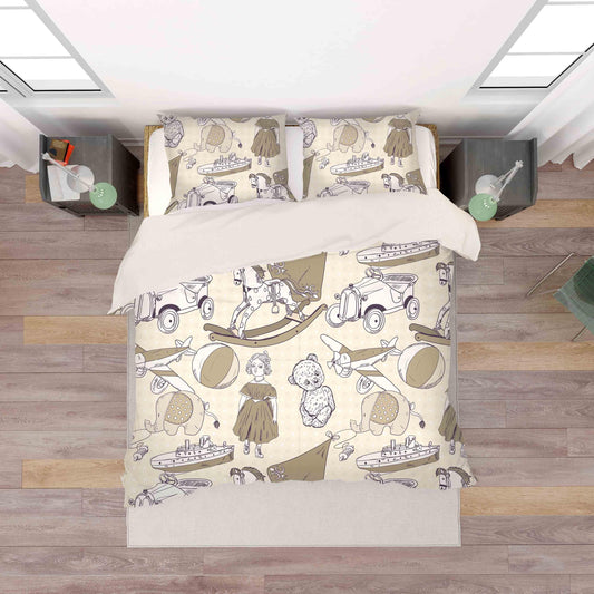 3D Cartoon Aircraft Bear Girl Trojan Car Boat Quilt Cover Set Bedding Set Pillowcases 41