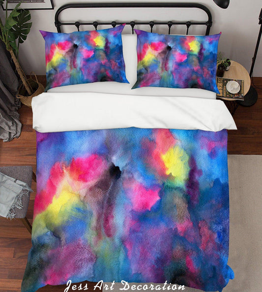 3D Blue Watercolor Quilt Cover Set Bedding Set Pillowcases 24