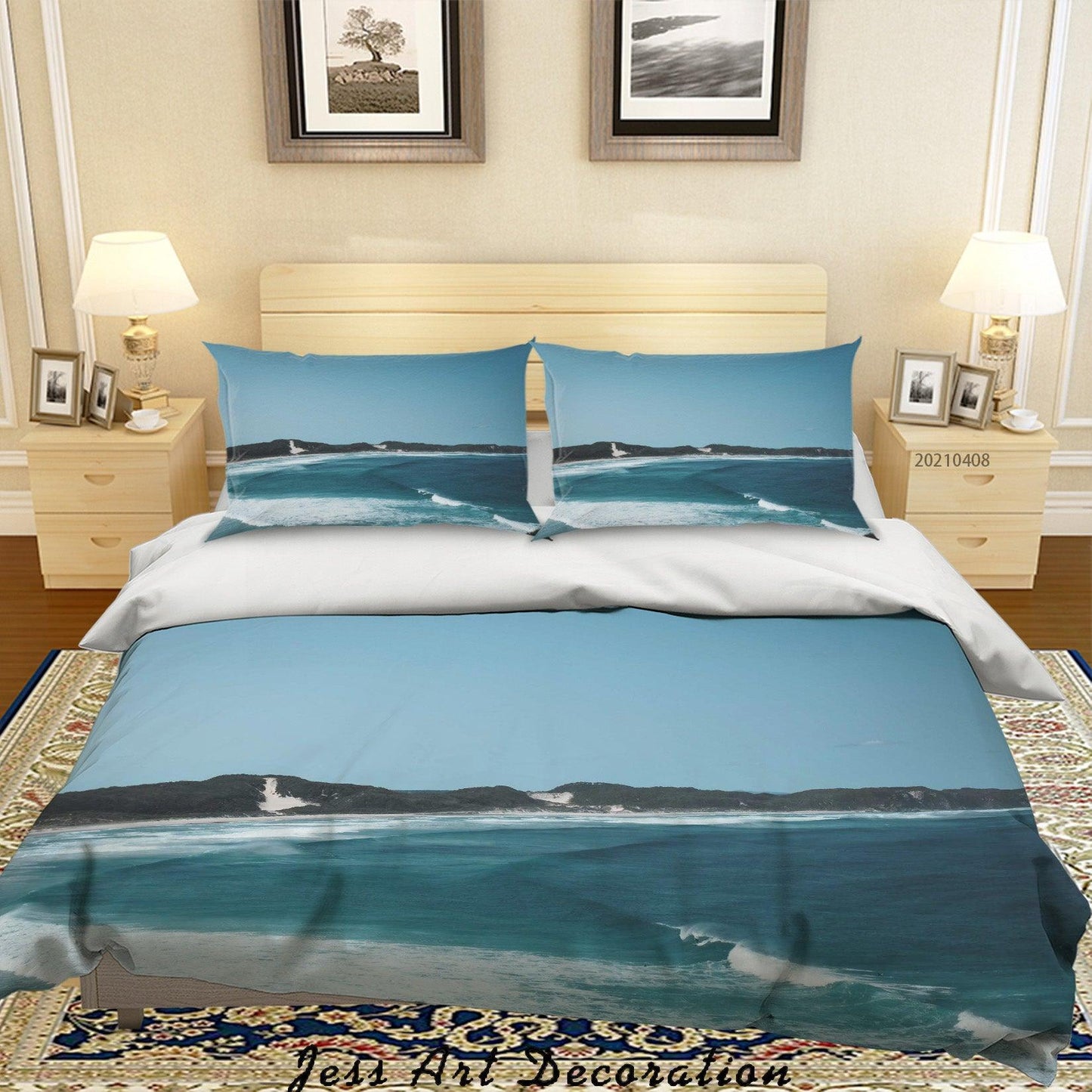 3D Blue Sea Mountain Landscape Quilt Cover Set Bedding Set Duvet Cover Pillowcases 204