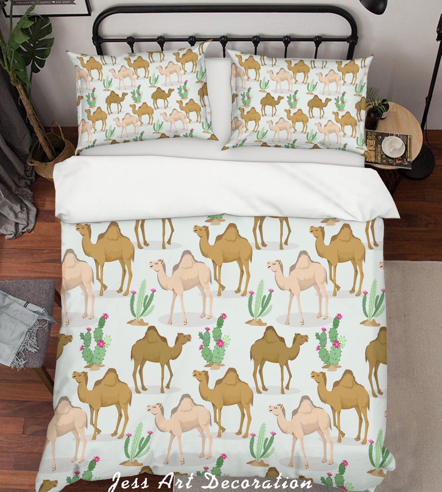 3D Camellia Cactus Quilt Cover Set Bedding Set Pillowcases 9