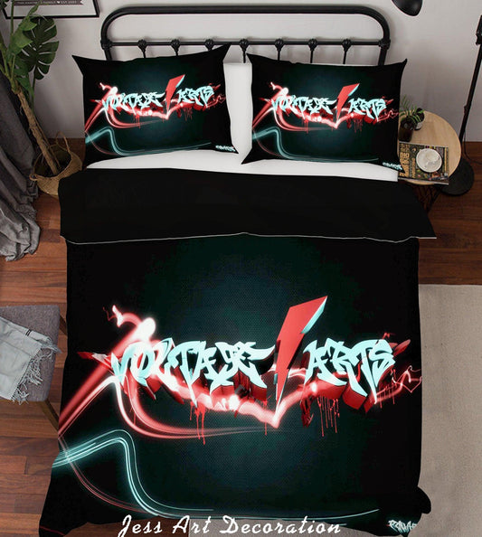 3D Black Graffiti Quilt Cover Set Bedding Set Pillowcases 80