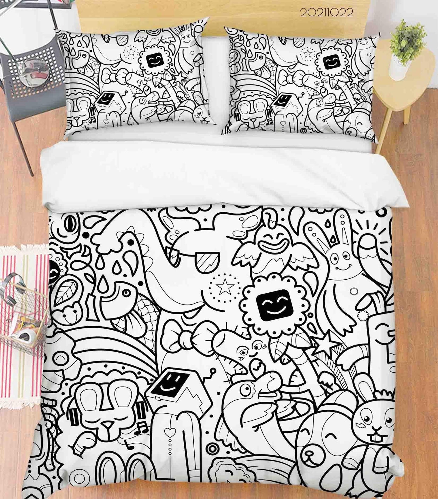3D Abstract Monster Graffiti Quilt Cover Set Bedding Set Duvet Cover Pillowcases 40