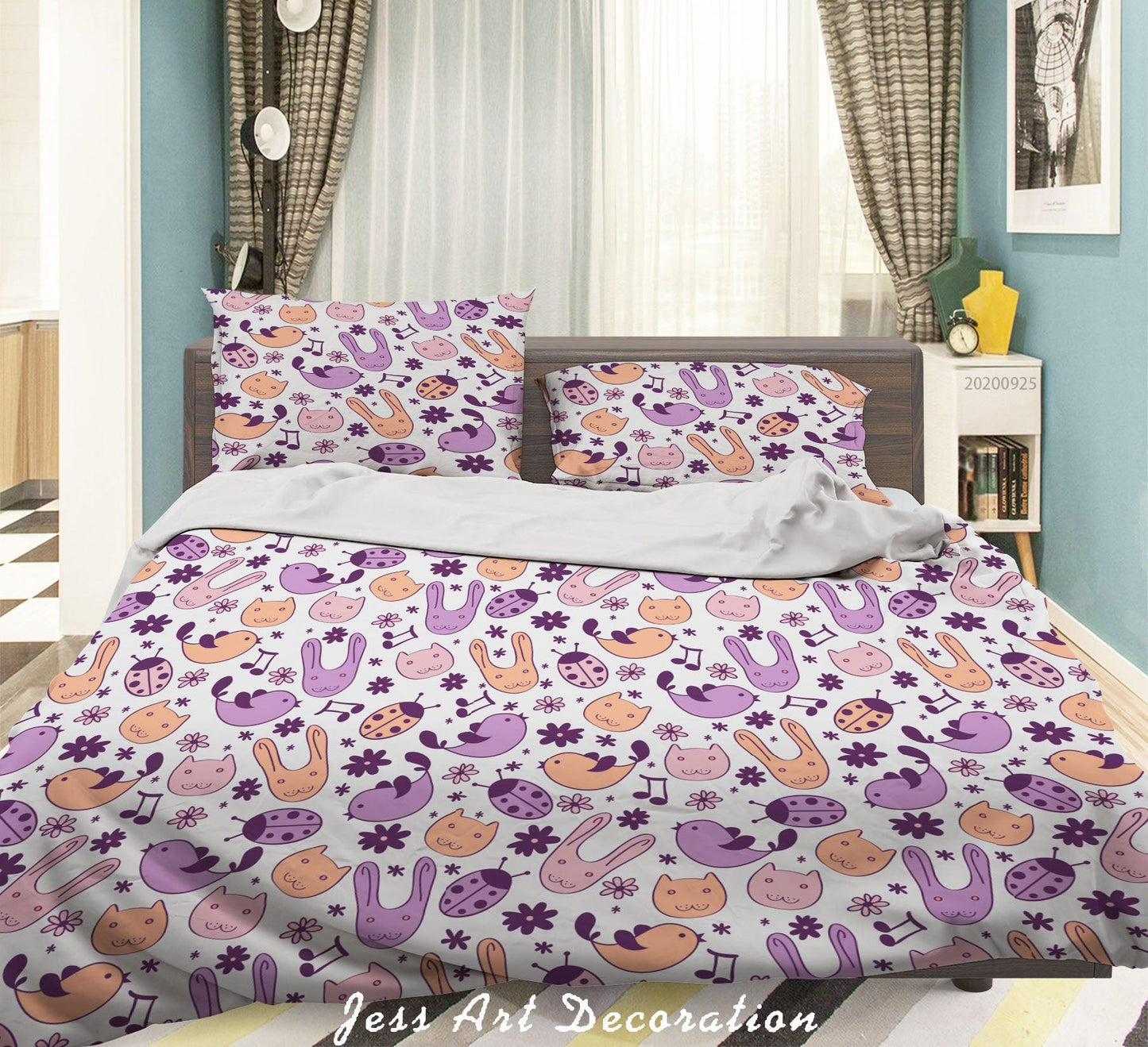 3D Cartoon Animal Fish Pattern Quilt Cover Set Bedding Set Duvet Cover Pillowcases WJ 6466