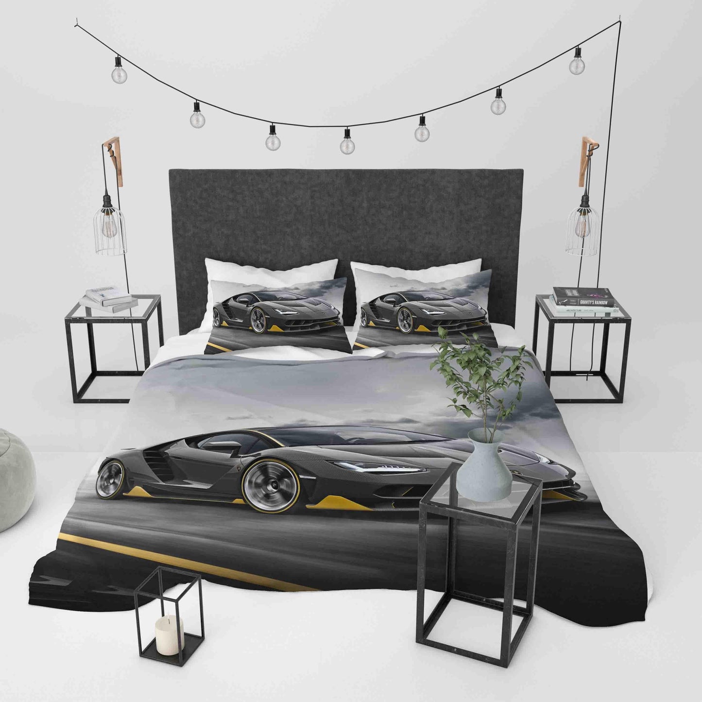 3D Black Super Car Quilt Cover Set Bedding Set Duvet Cover Pillowcases JN 1181