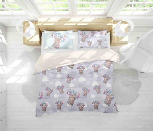 3D Bear Butterfly Clouds Quilt Cover Set Bedding Set Pillowcases 36